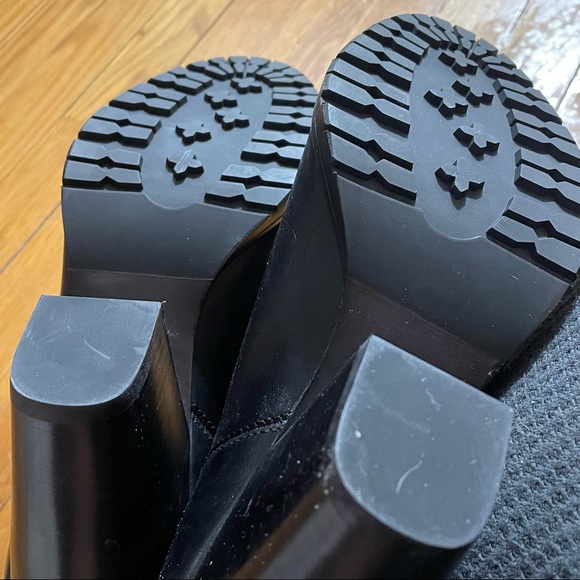 Frye Pull On Ankle Combat Booties Boots Black Leather - Picture 3 of 7